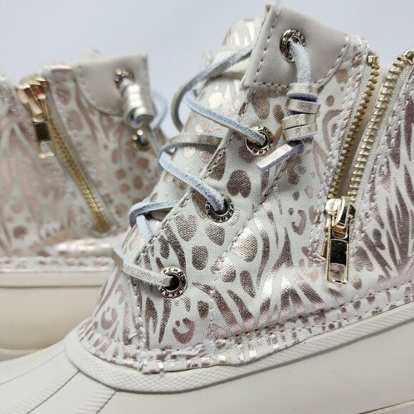 Sperry  Waterproof Beige & White Pattern Textile Upper Rubber Boots Womens 6M - Picture 9 of 9